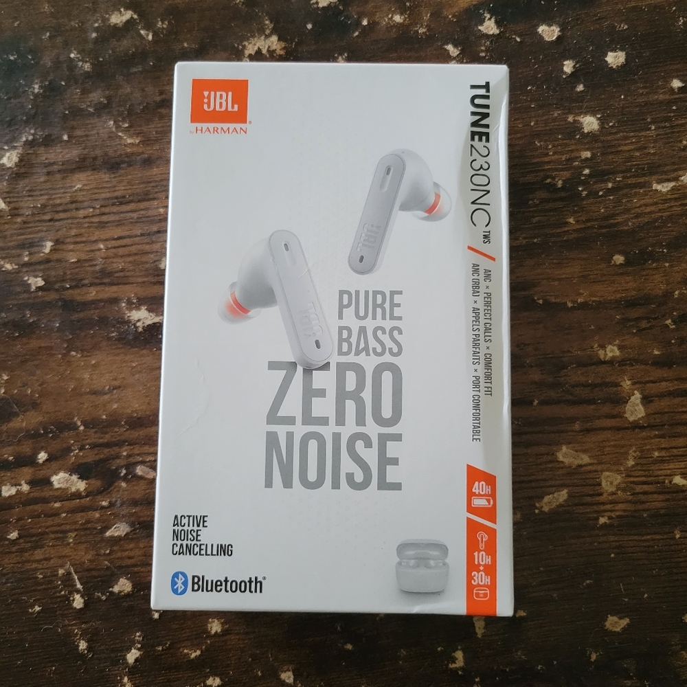 JBL TUNE 230 NC White Pure Base Zero Noise Wireless Cancelling Earbuds